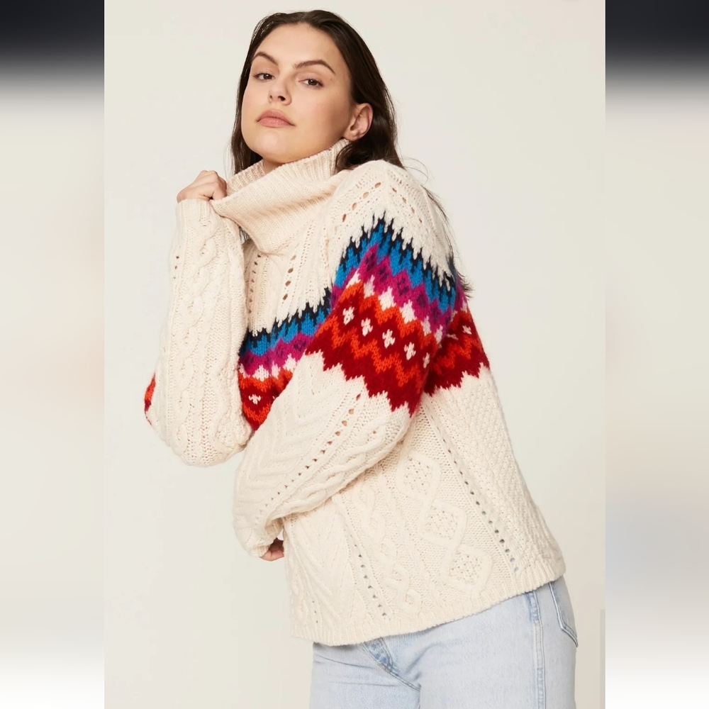 Rag & Bone Willow Fair Isle Turtleneck Womens Sweater Size Large
